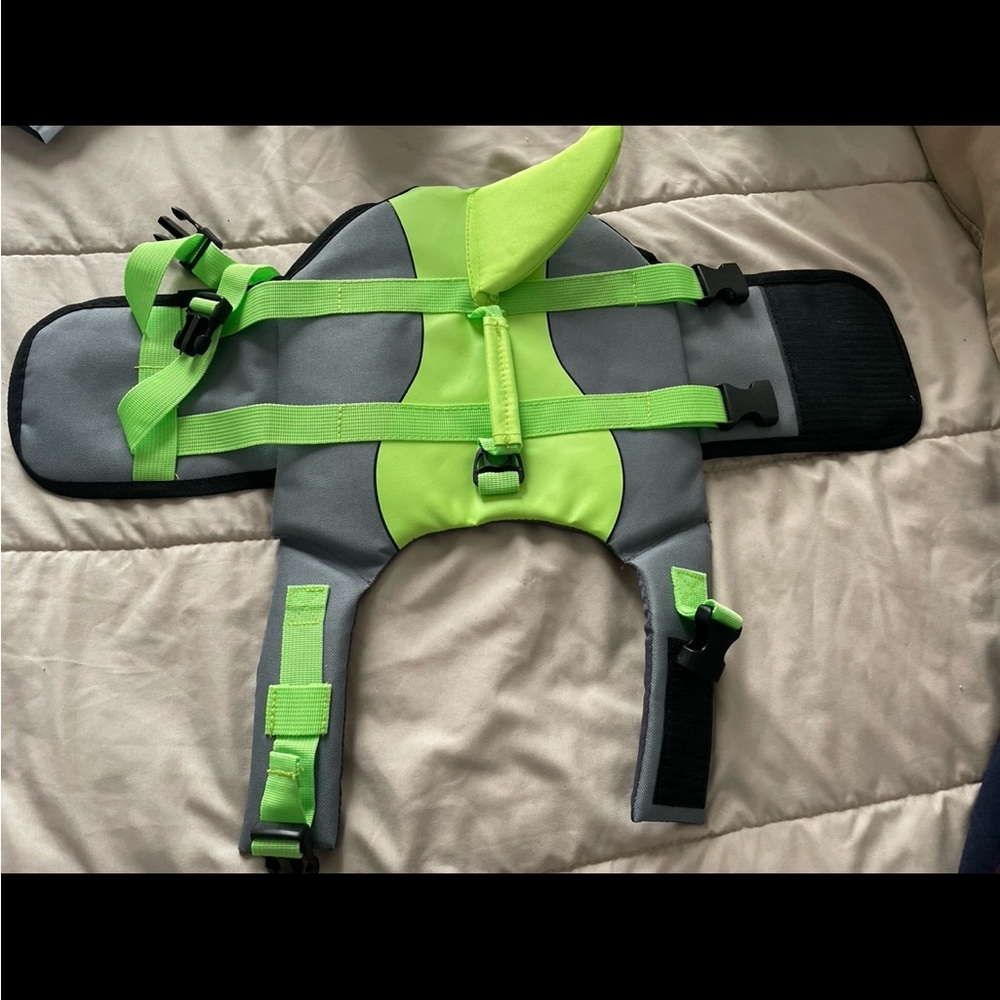 Neon Green and Gray Dog Life Jacket Size Small - Picture 4 of 4